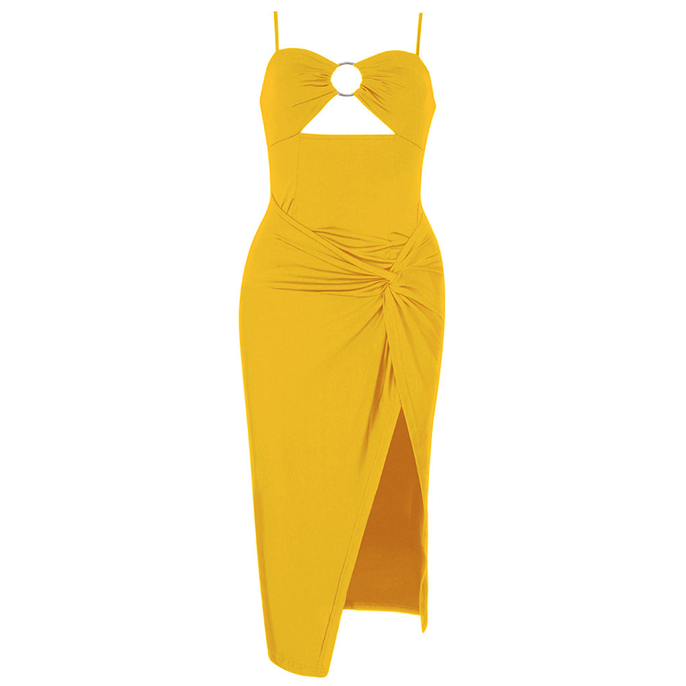 Ärmelloses Midi-Bodycon-Kleid mit Riemchen und Aussparungen HB0213