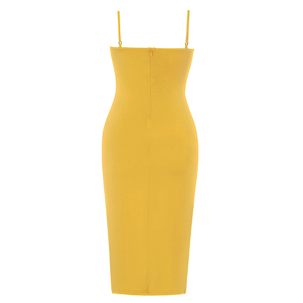 Ärmelloses Midi-Bodycon-Kleid mit Riemchen und Aussparungen HB0213