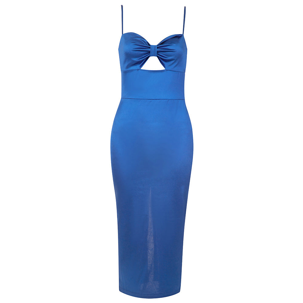 Ärmelloses, ausgehöhltes Midi-Bodycon-Kleid mit Riemchen HB75900