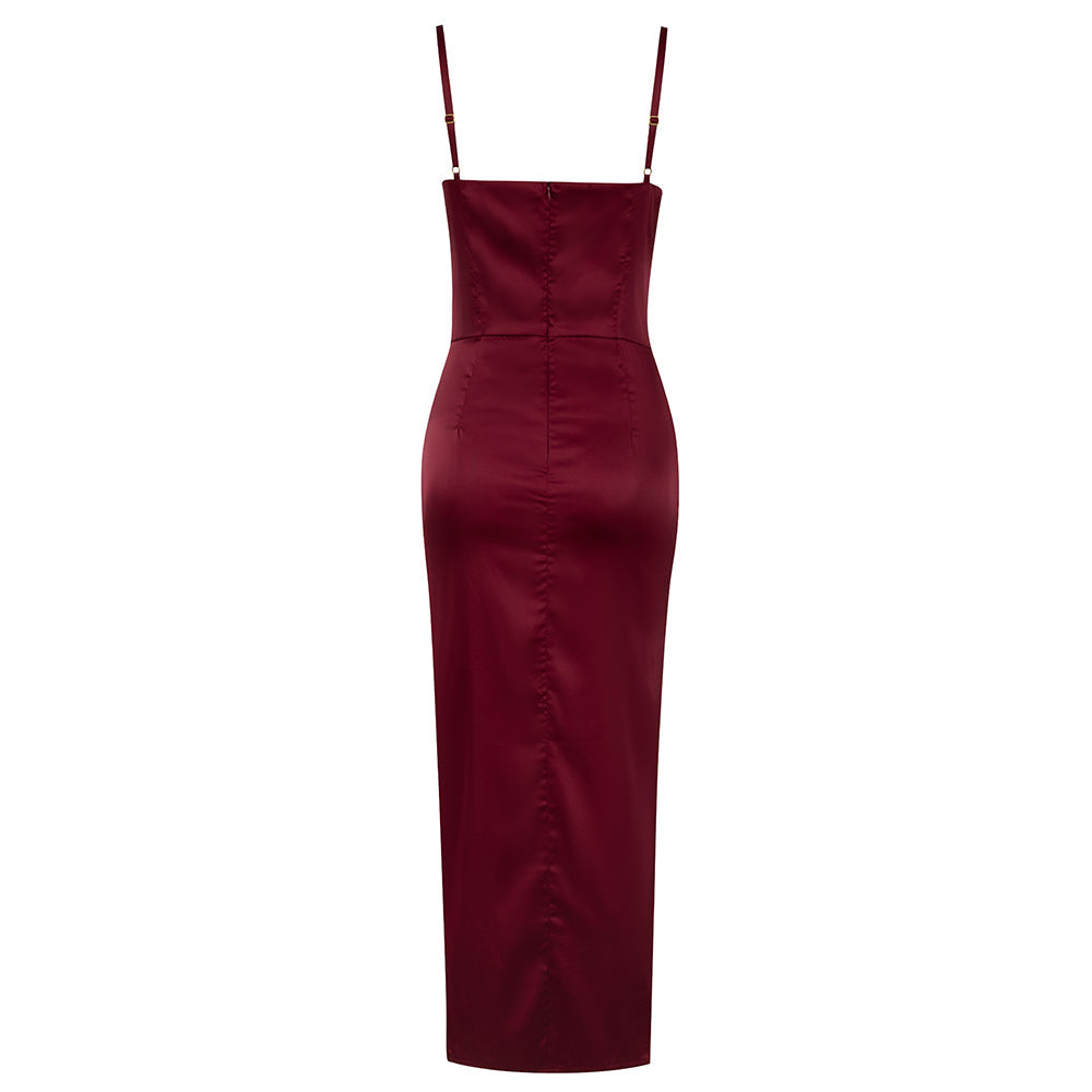 Ärmelloses Midi-Bodycon-Kleid mit Schlitz und Trägern HB75970