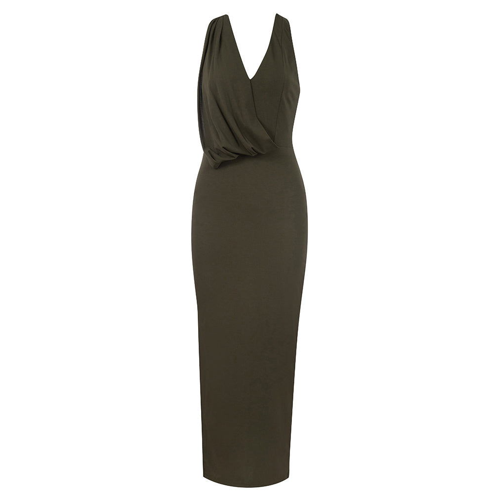 Halter Sleeveless Midi Backless Bodycon Dress HB76050