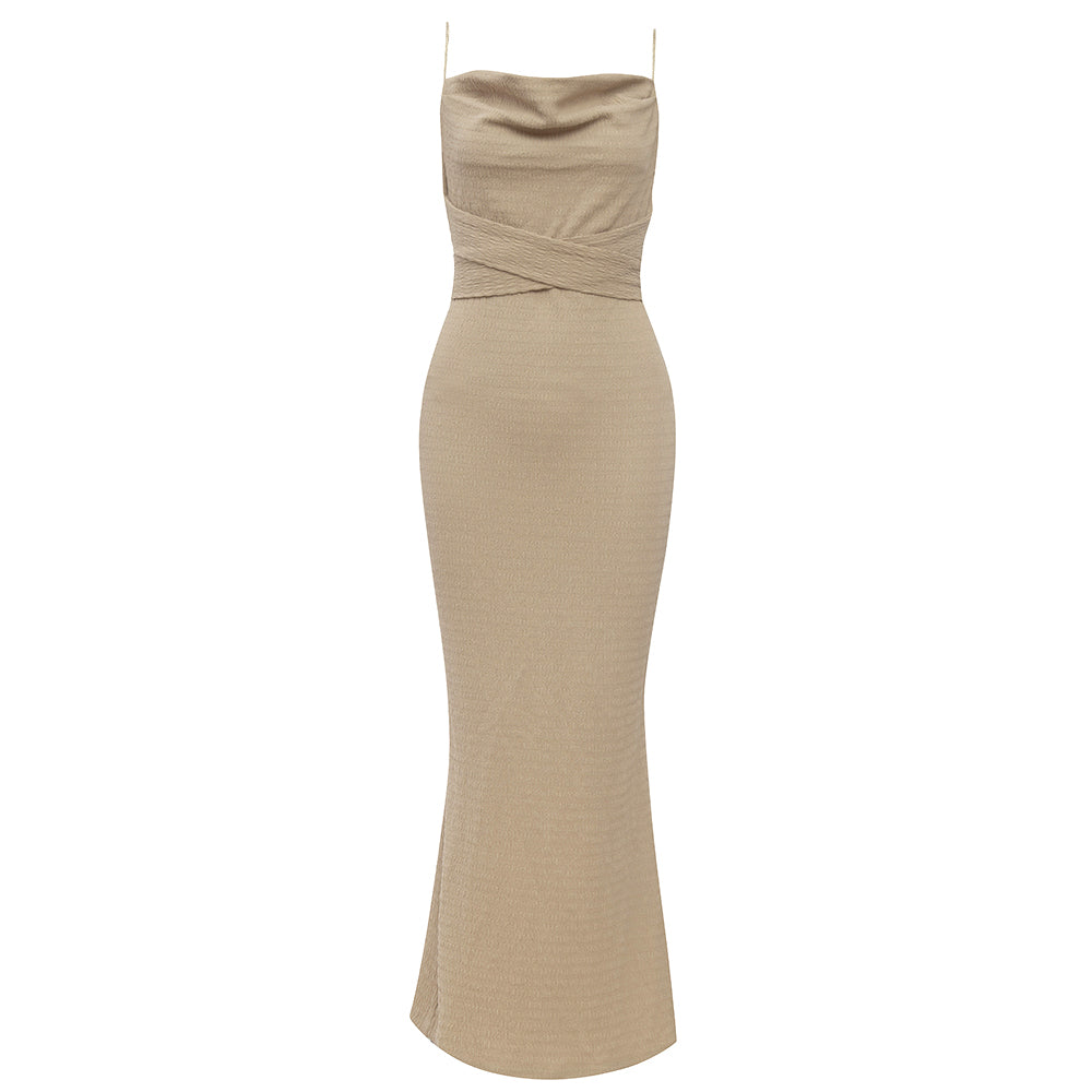 Ärmelloses Maxi-Bodycon-Kleid mit Riemchen und Schleife HB7624