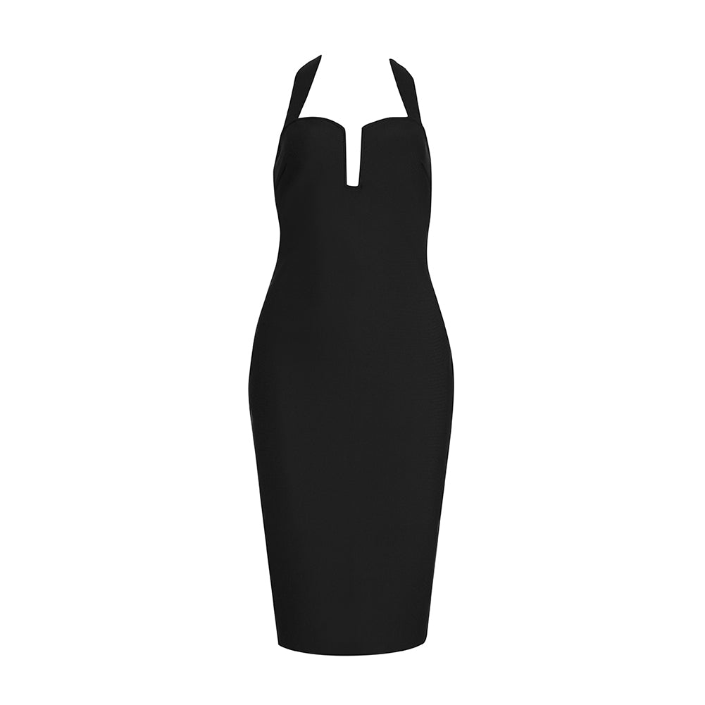 Halter Sleeveless Cut Out Midi Bandage Dress HB7768