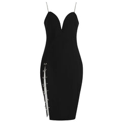 Strappy Sleeveless Drill Chain Midi Bandage Dress HB7798