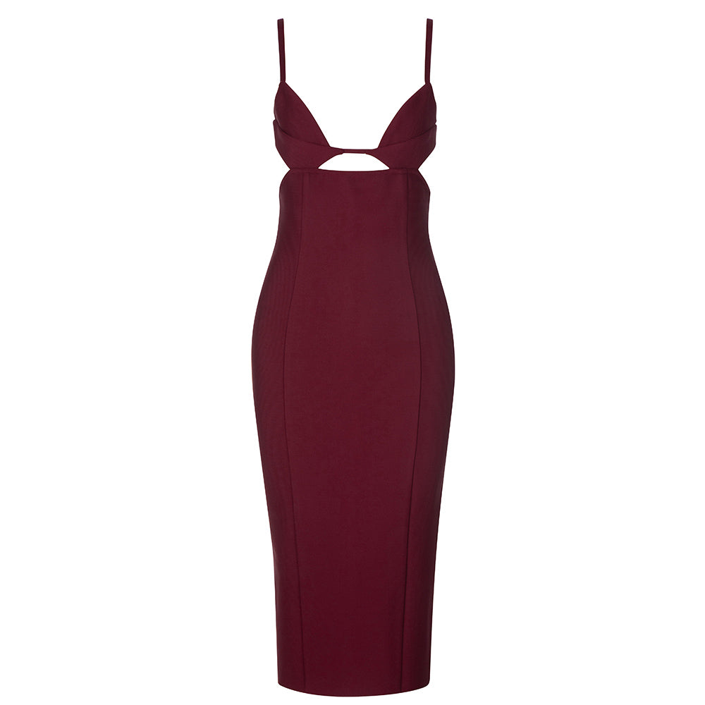 Strappy Sleeveless Hollow out Midi Bandage Dress HB78480