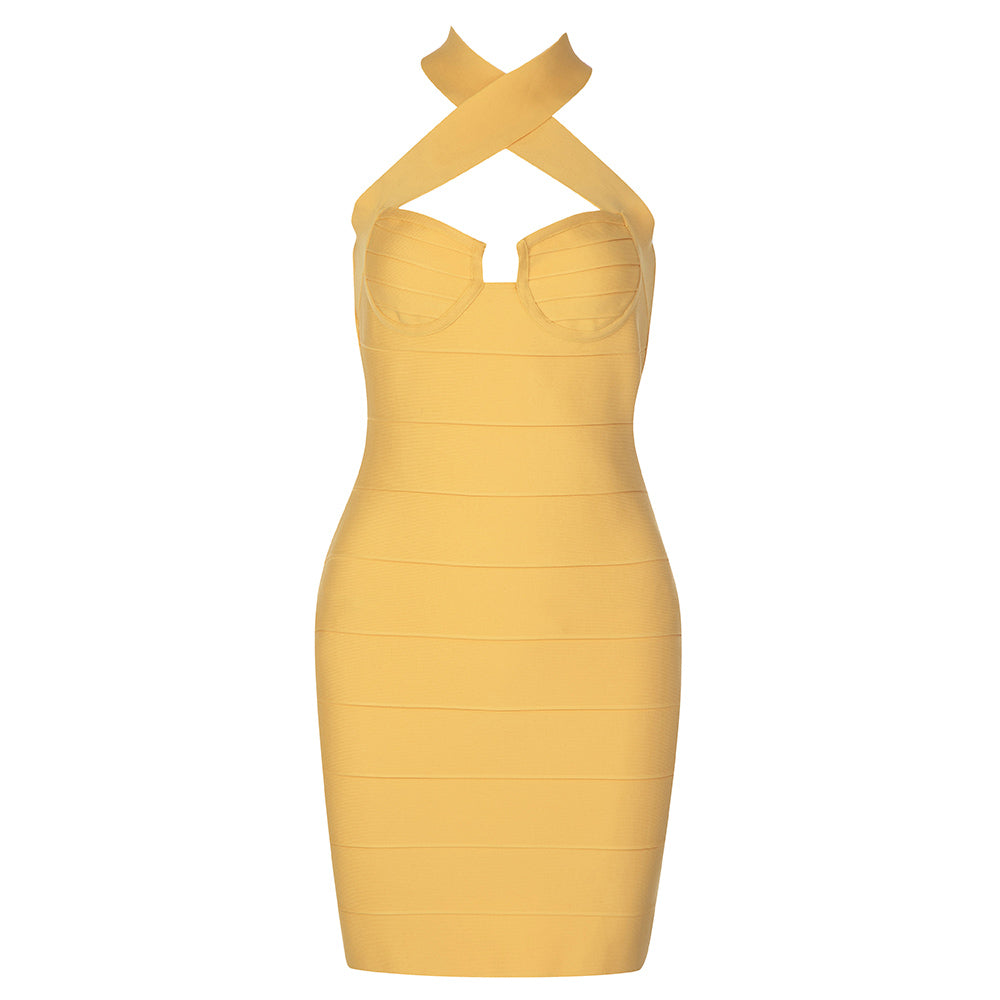 Halter Sleeveless Backless Mini Bandage Dress HB78500