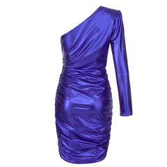 One Shoulder Long Sleeve Cut Out Mini Bodycon Dress HB7863