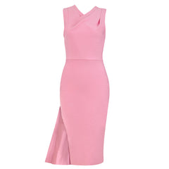 Round Neck Sleeveless Frill Midi Bandage Dress HB78890