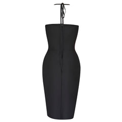 Vestido midi de vendaje con cuello halter, sin mangas y espalda descubierta HB79010