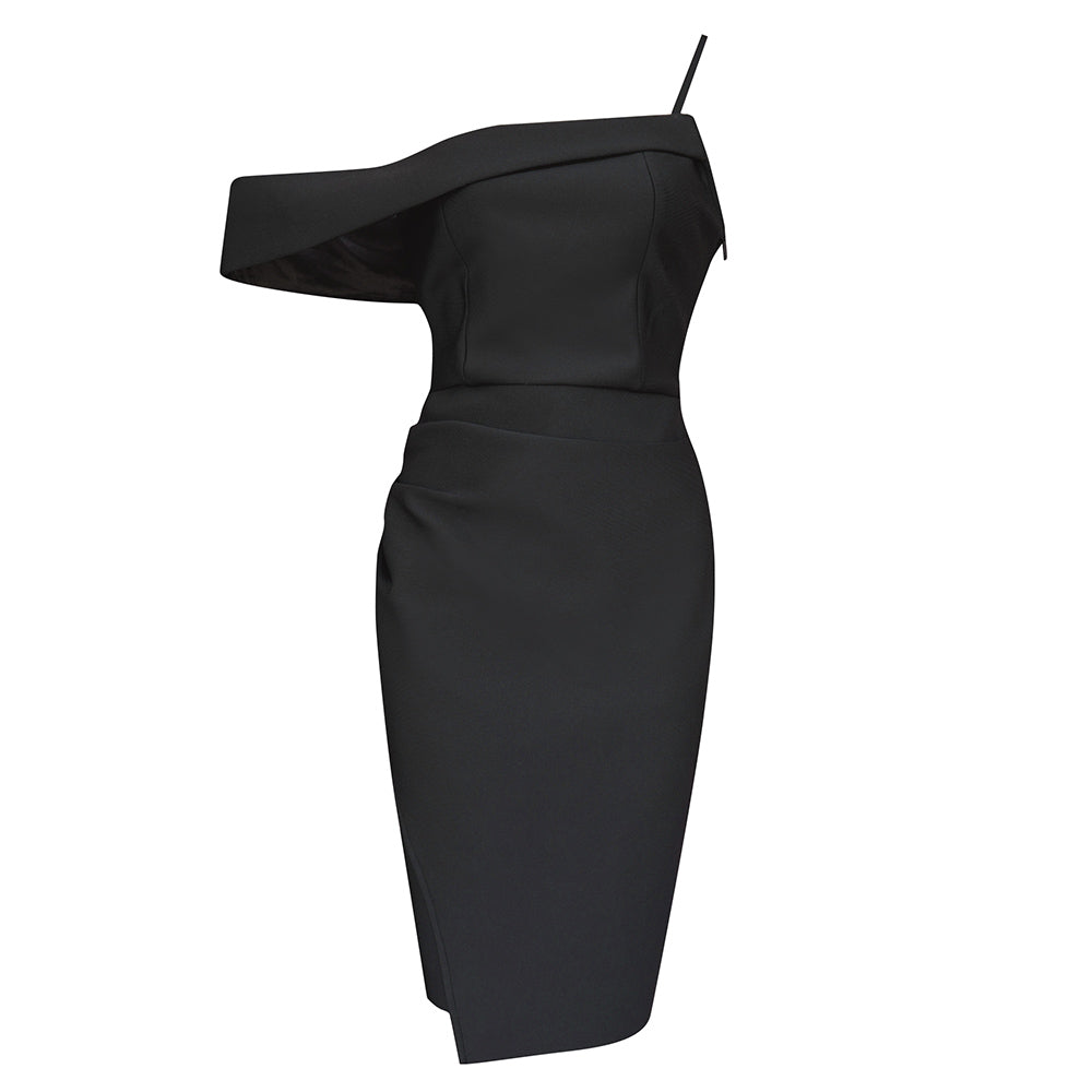 One Shoulder Short Sleeve Mini Asymmetrical Bandage Dress HB79090