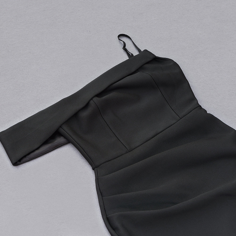 One Shoulder Short Sleeve Mini Asymmetrical Bandage Dress HB79090