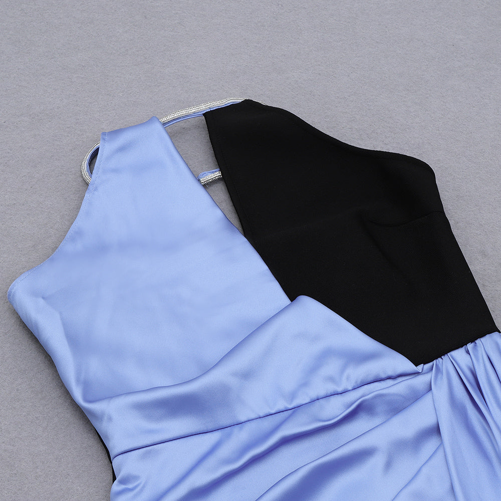 Vestido mini de vendaje con volantes y cuello halter sin mangas HB7923