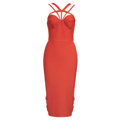 Strappy Sleeveless Midi Cut Out Bandage Dress HB79260