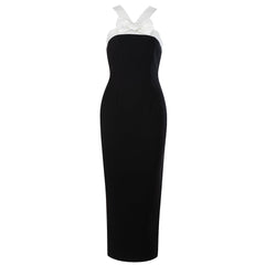 V Neck Sleeveless Midi Bowknot Bandage Dress HB7939