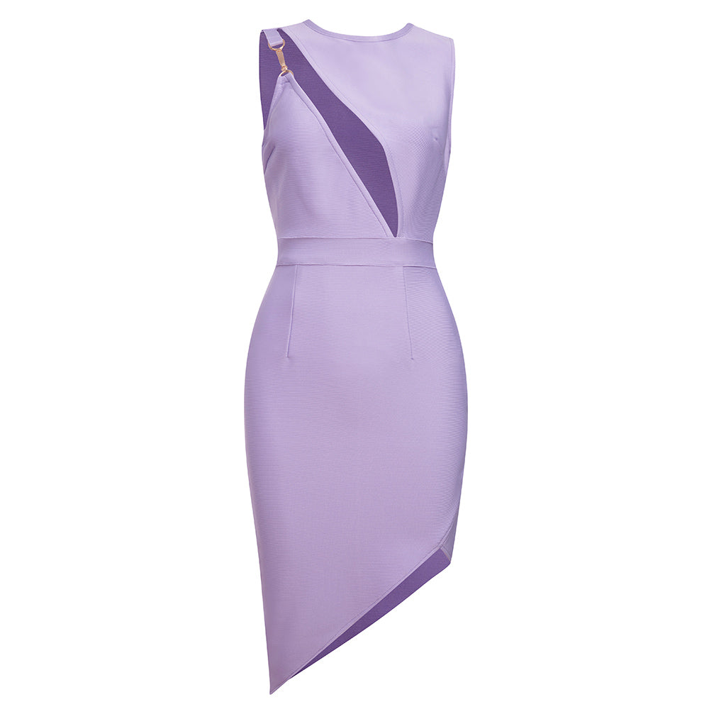 Round Neck Sleeveless Midi Cut Out Bandage Dress HB79550