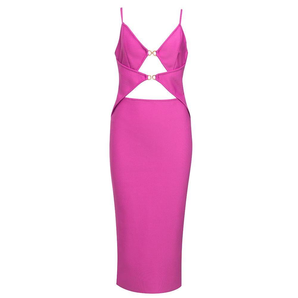 Strappy Sleeveless Midi Cut Out Bandage Dress HB79560