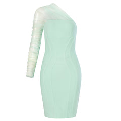 Vestido Bandage Midi de Malla con Hombros Descubiertos y Mangas Cortas HB79680