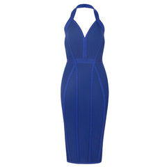 Halter Sleeveless Midi Striped Bandage Dress HB79800