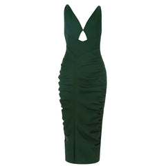 V Neck Sleeveless Midi Backless Bandage Dress HB79810