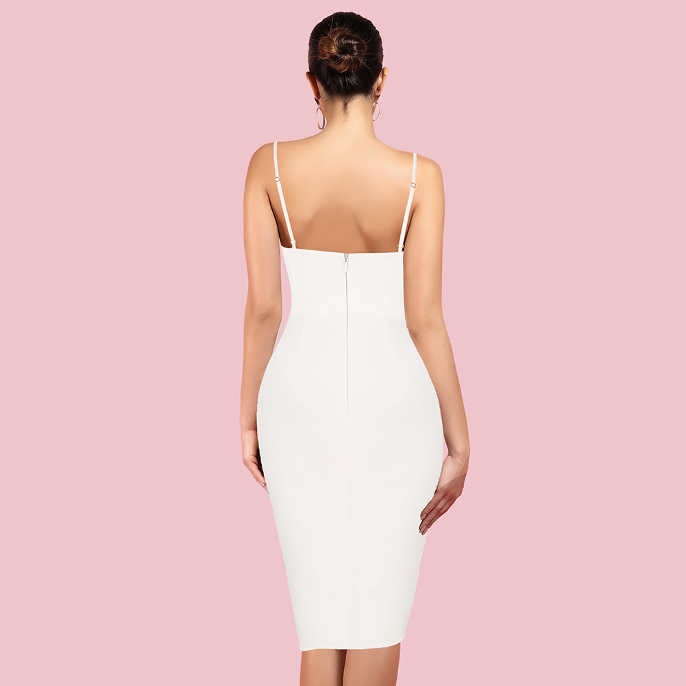 Ärmelloses, gestreiftes Midi-Bodycon-Kleid mit Trägern HI1216