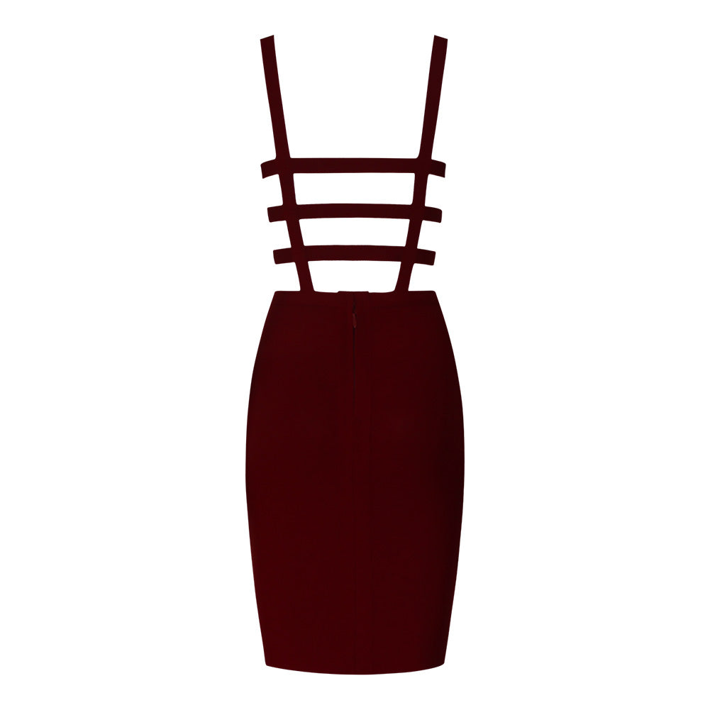 Strappy Sleeveless Backless Midi Bandage Dress