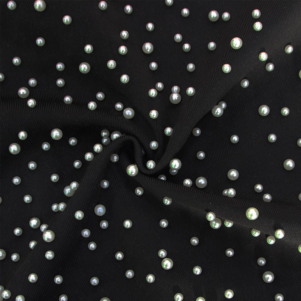 One Shoulder Sleeveless Bubble Beads Over Knee Bandage Dress