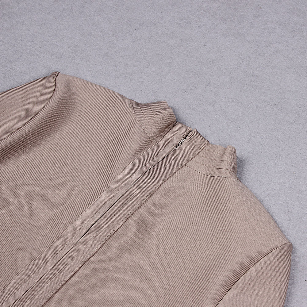 High Neck Long Sleeve Cut Out Mini Bandage Dress