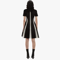 Round Neck Short Sleeve Striped Mini Bodycon Dress HT2685