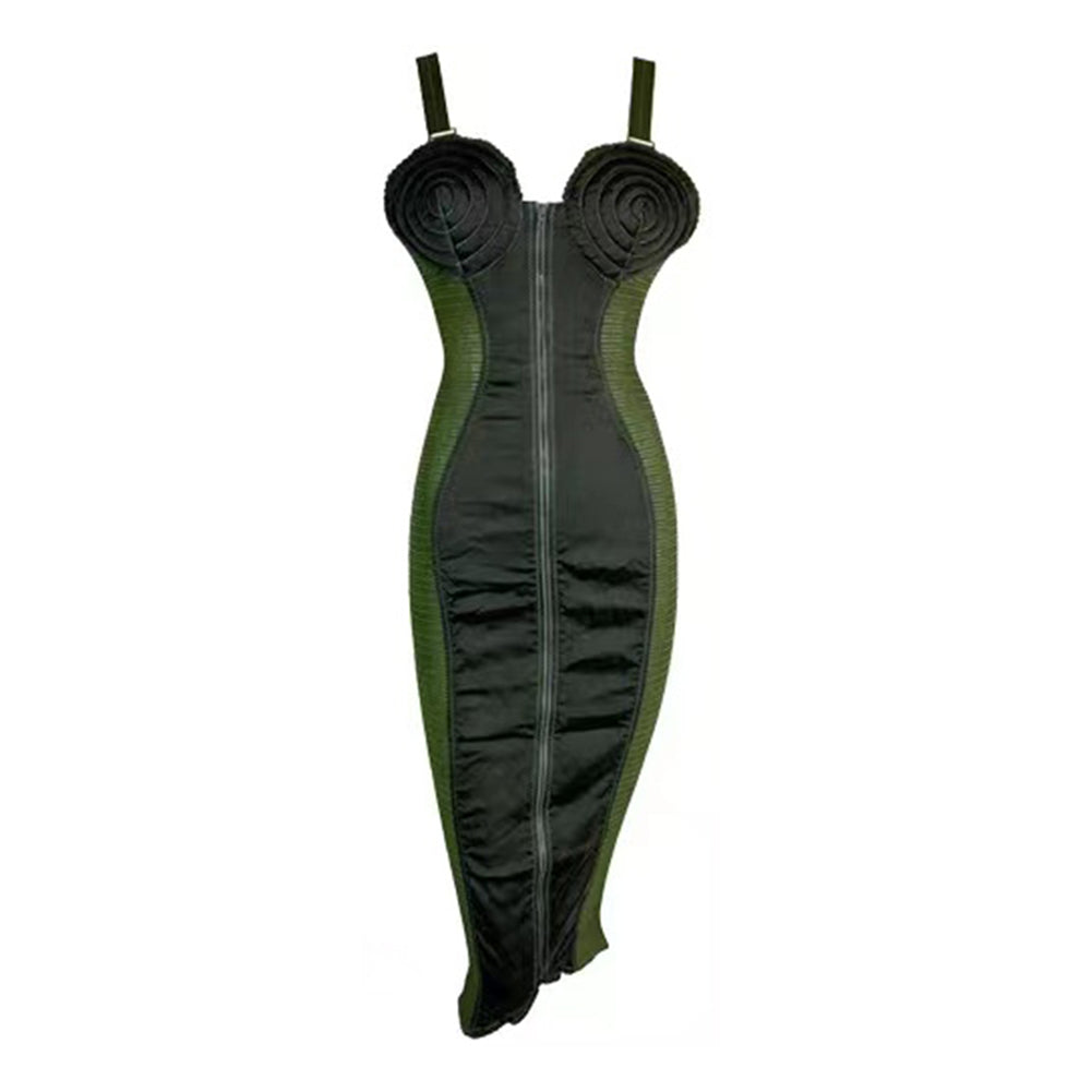 Ärmelloses Midi-Bodycon-Kleid mit Riemchenmuster HT2693