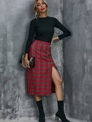 Trendy Plaid Hip Skirt