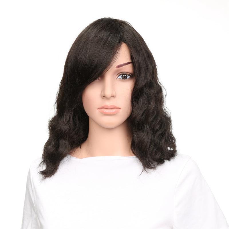Women's oblique bangs short curly wig headcover