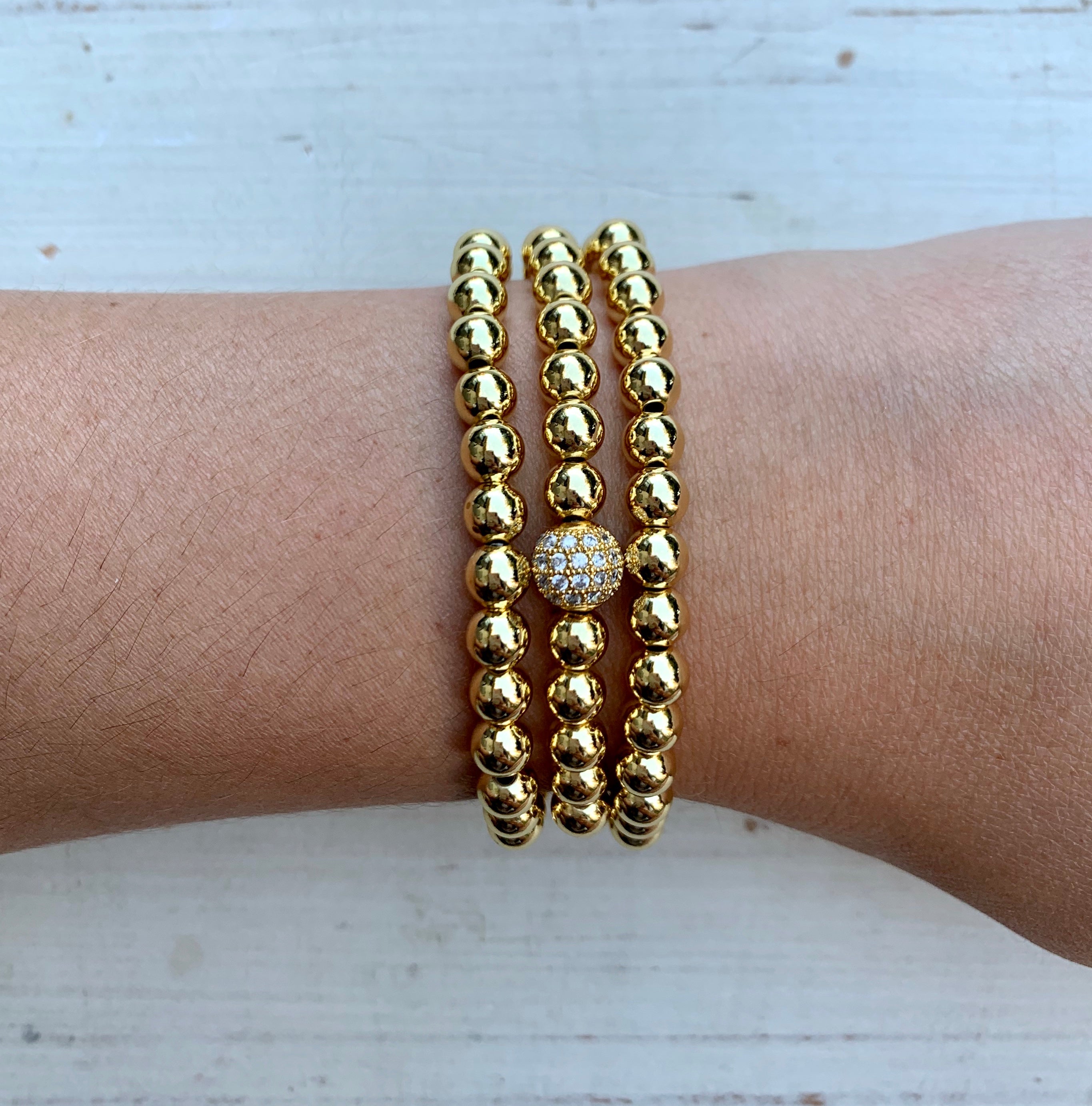 Metallic Stackables - Pavé-Fassung Gold 6mm