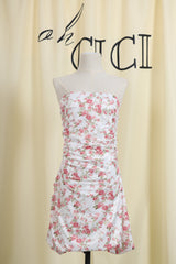 White Rose Print Mini Dress