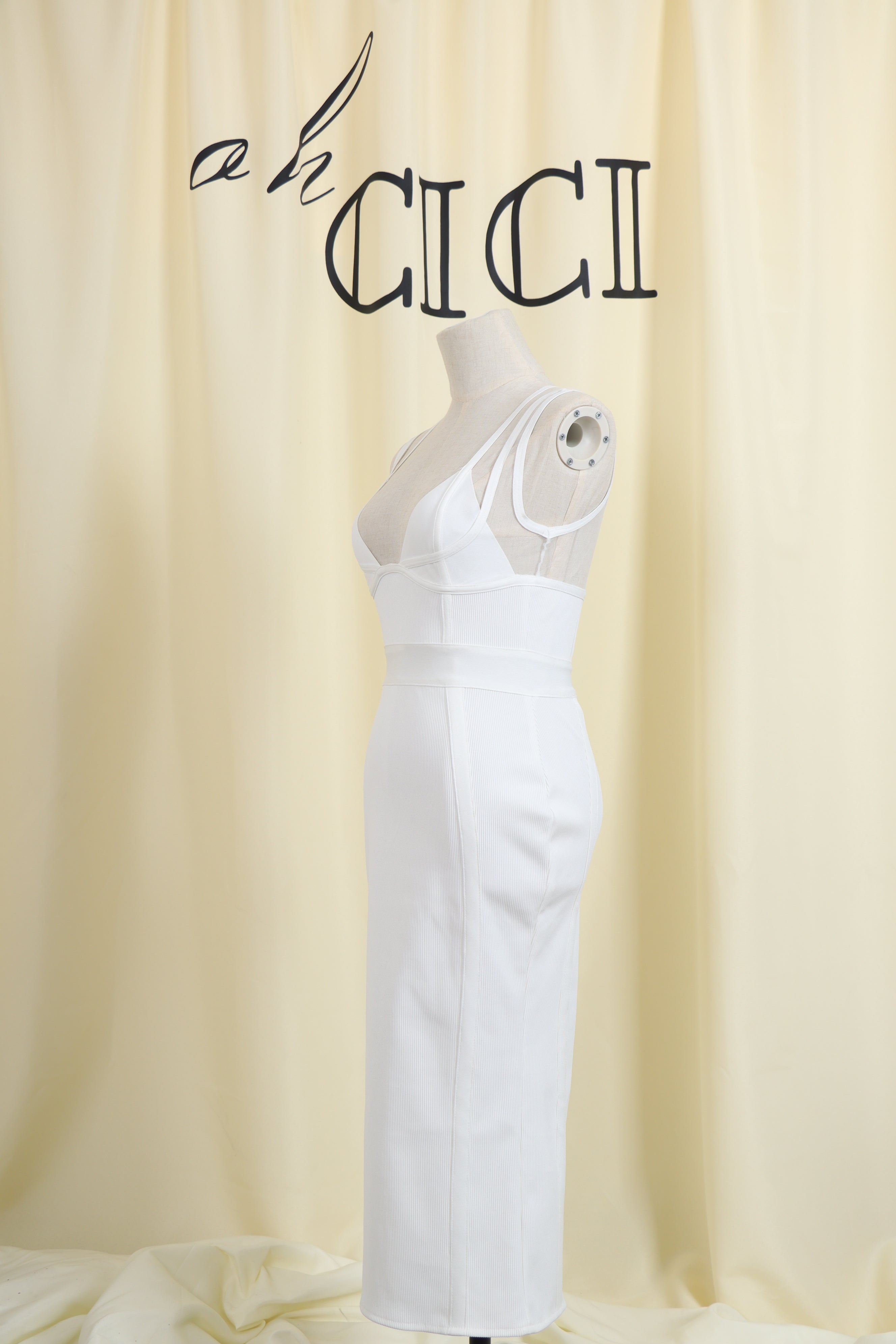 White Deep V Maxi Dress