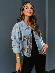 Leopard Stitched Denim Jacket