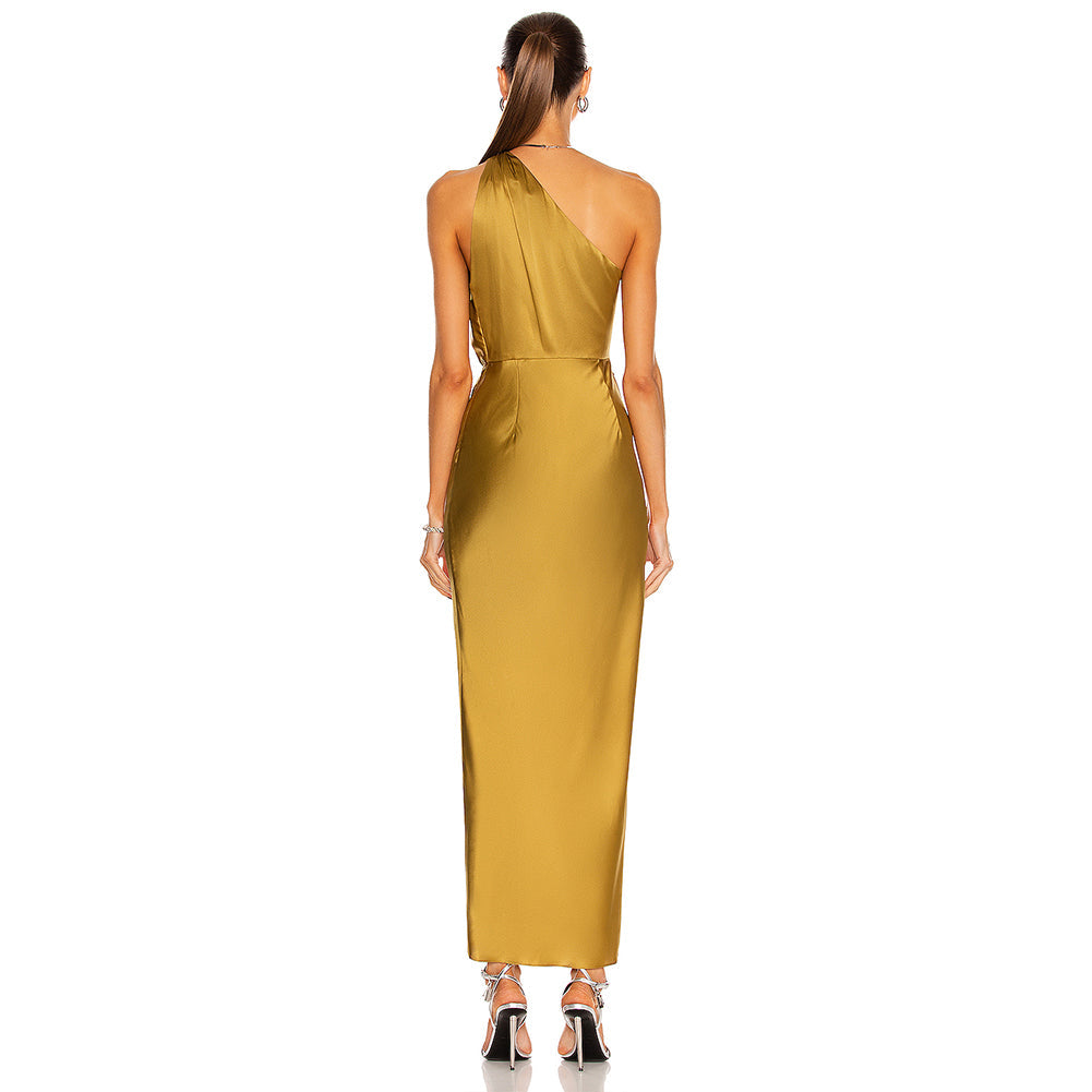 Ärmelloses, asymmetrisches Maxi-Bodycon-Kleid mit einer Schulter