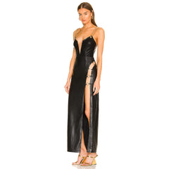 Strappy Sleeveless Maxi Chain Bodycon Dress