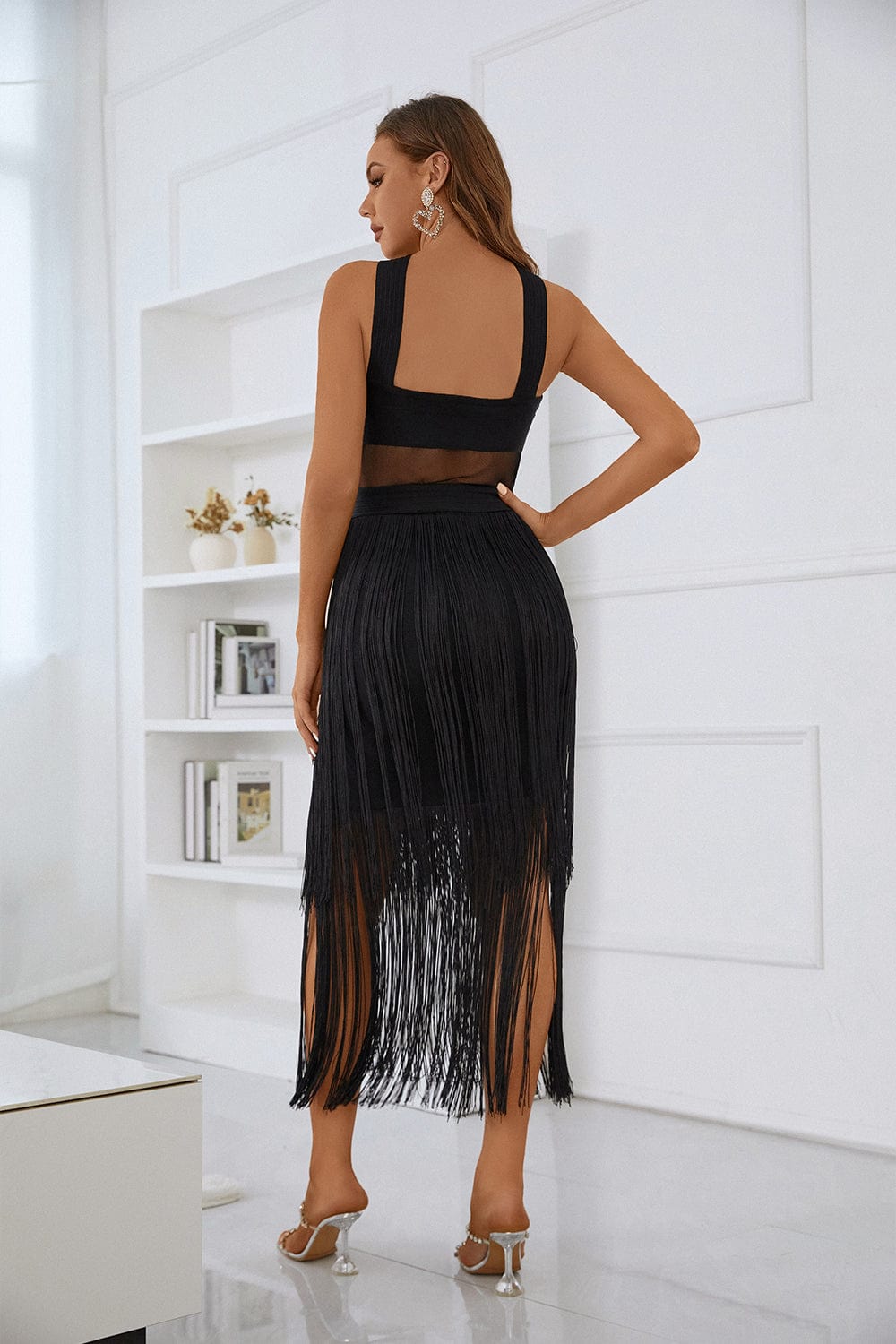 Ava Fringe Mesh Dress