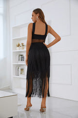 Ava Fringe Mesh Dress