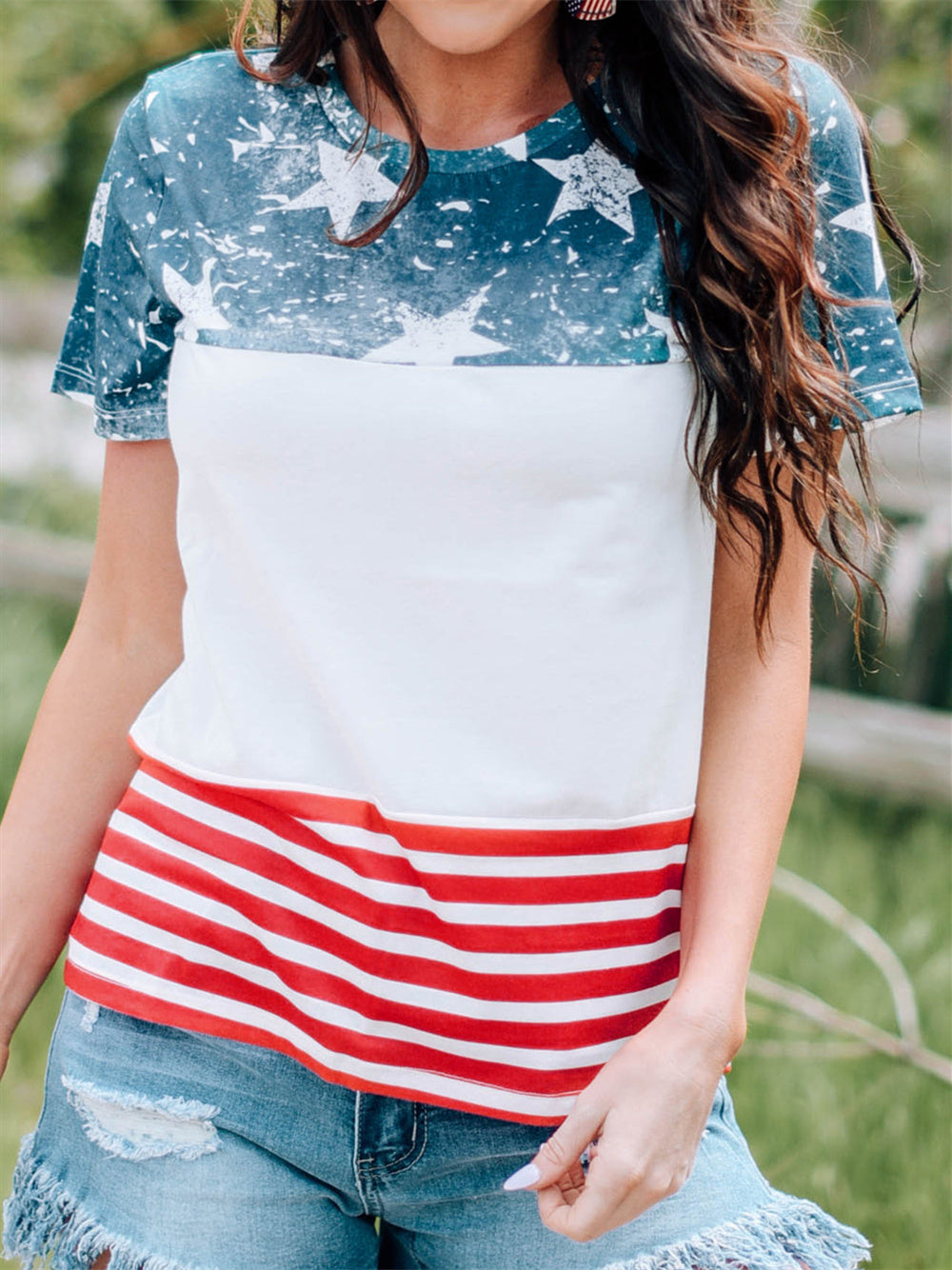 American Flag Print T-shirt