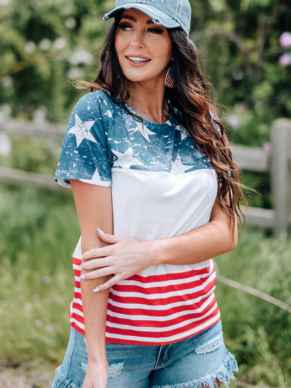 American Flag Print T-shirt