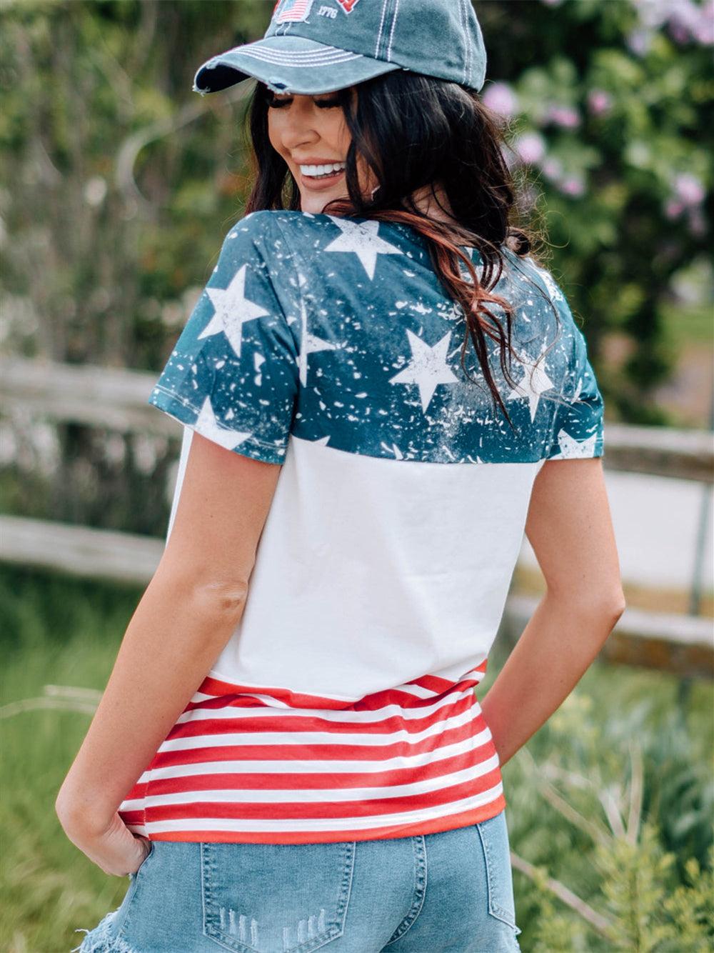 American Flag Print T-shirt