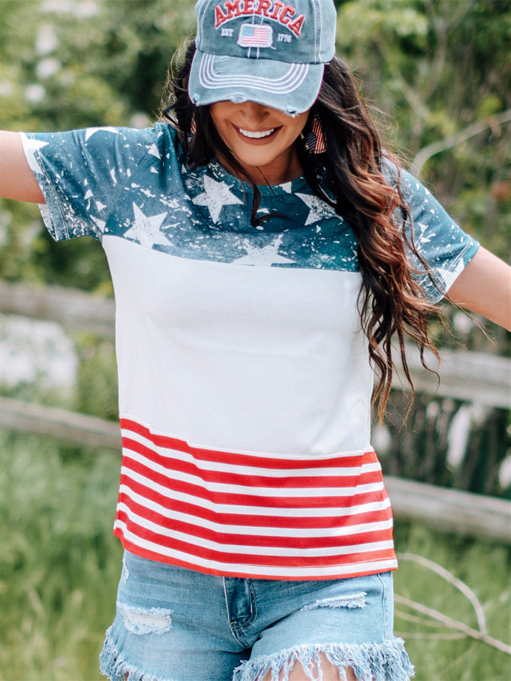 American Flag Print T-shirt