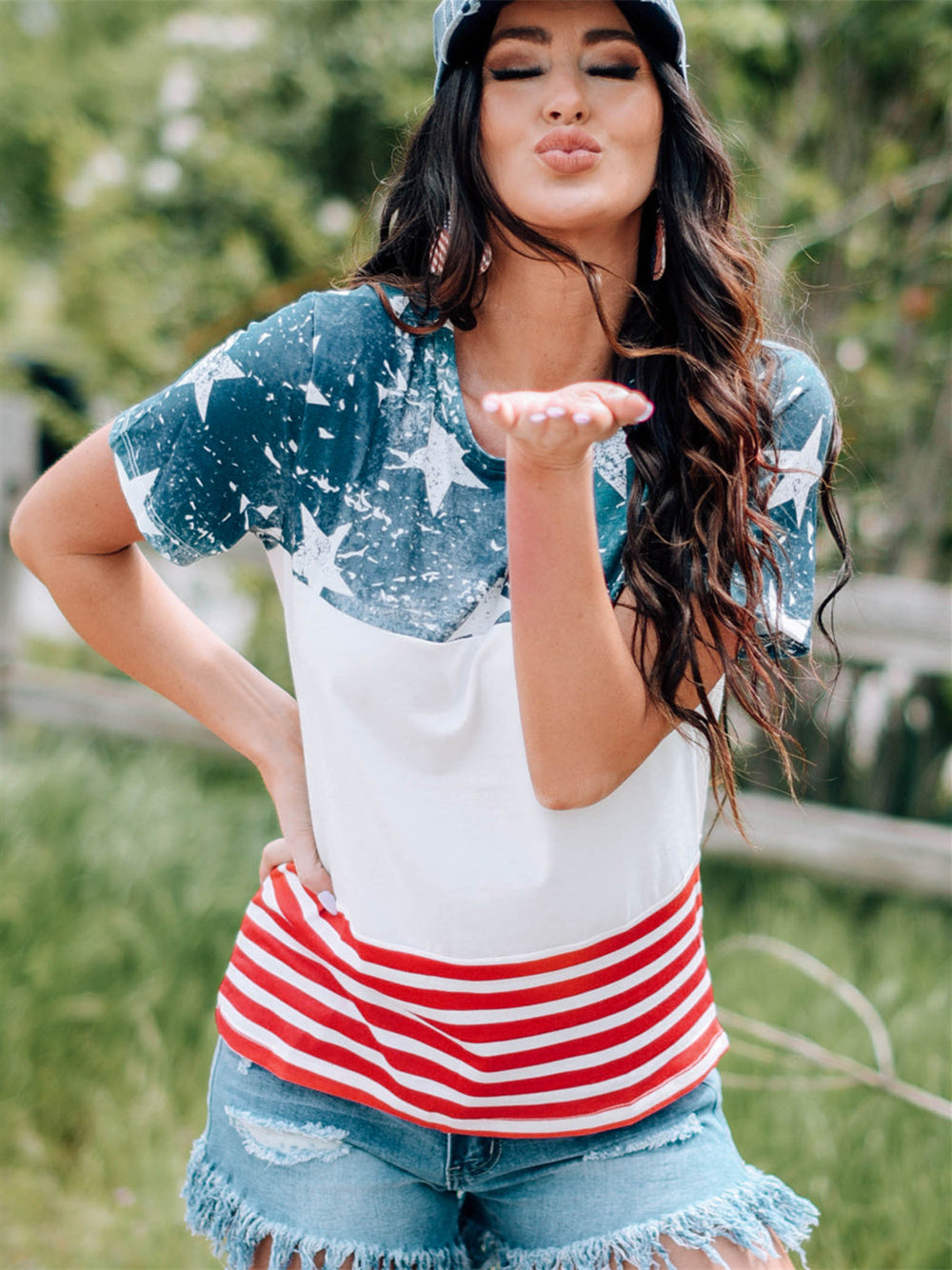 American Flag Print T-shirt