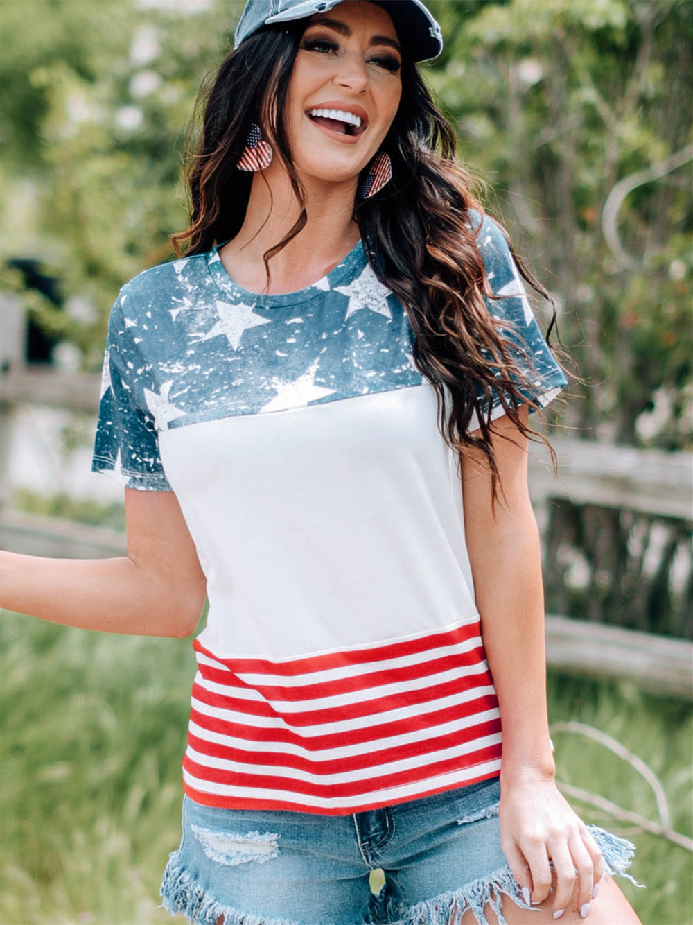 American Flag Print T-shirt