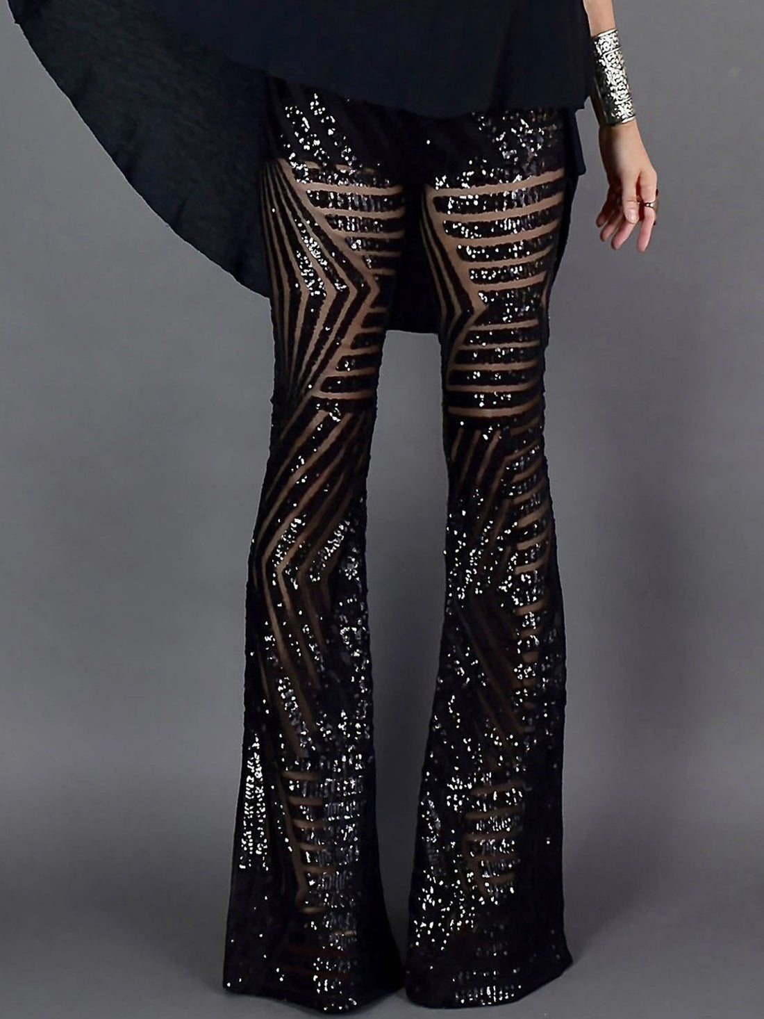 Sequined High-rise Flared Trousers