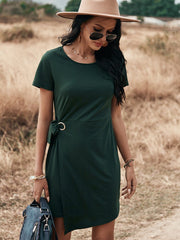 Women's solid color lantern dress