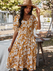 Printed solid color dress