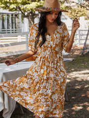 Printed solid color dress