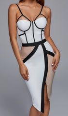 White CockTail Mini Bandage Dress